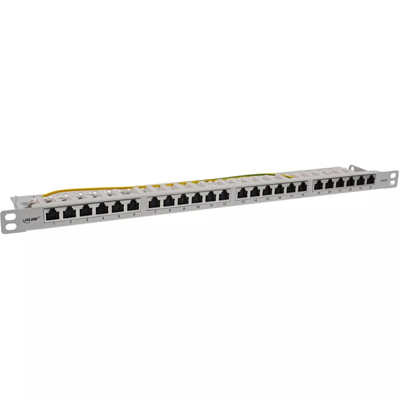 InLine patch panel 19 pollici Cat.6A 0,5U 24 porte, con protezione antipolvere, grigio