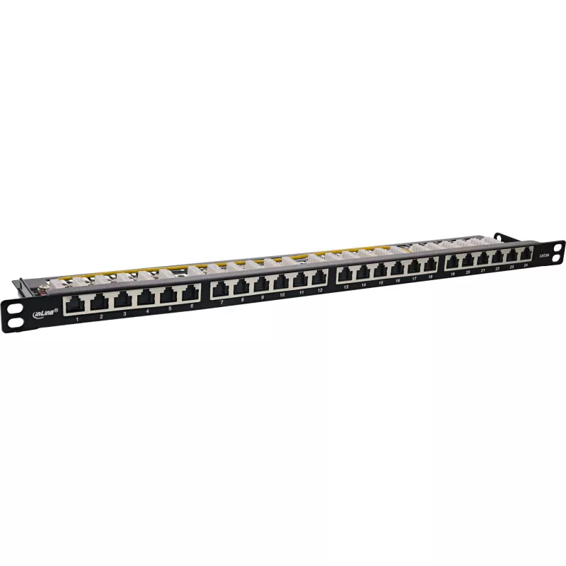 InLine patch panel 19 pollici Cat.6A 0,5U 24 porte, con protezione antipolvere, nero