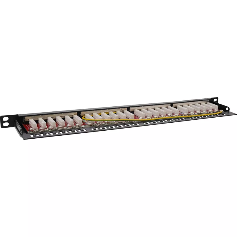 InLine patch panel 19 pollici Cat.6A 0,5U 24 porte, con protezione antipolvere, nero