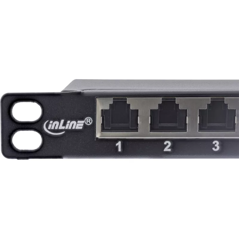 InLine patch panel 19 pollici Cat.6A 0,5U 24 porte, con protezione antipolvere, nero