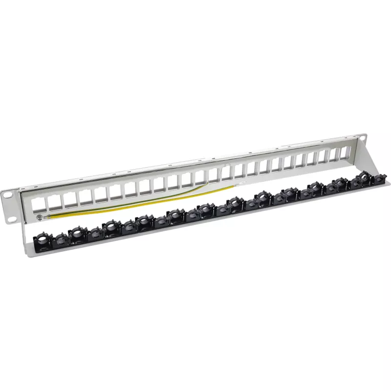 InLine Patchpanel 24 porte, pannello passacavi Keystone vuoto, 19 pollici, 1HE, grigio