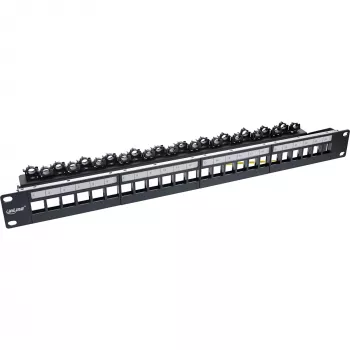 InLine patch panel 24 posti, pannello vuoto keystone, 19 pollici, 1U, nero