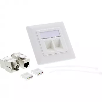 InLine presa da incasso Cat.6A 2x RJ45 bianco RAL9010