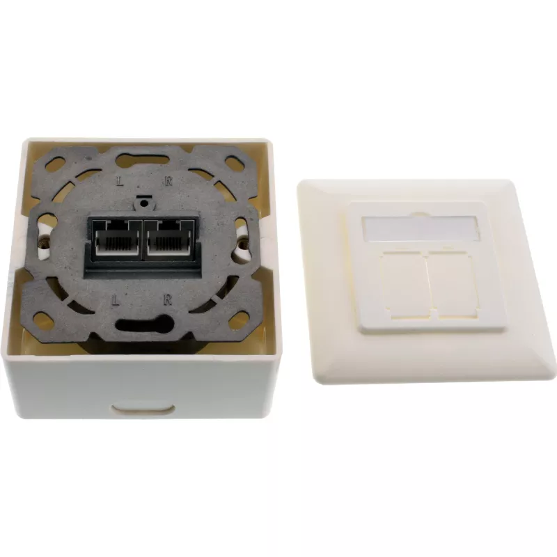 InLine presa a parete Cat.6A da incasso o a parete 2x connettore femmina RJ45 76842S