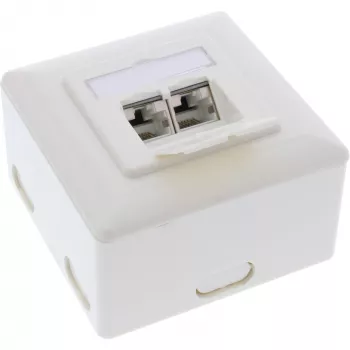 InLine presa da incasso Cat.6A a parete 2x connettore femmina RJ45 RAL9010 bianco