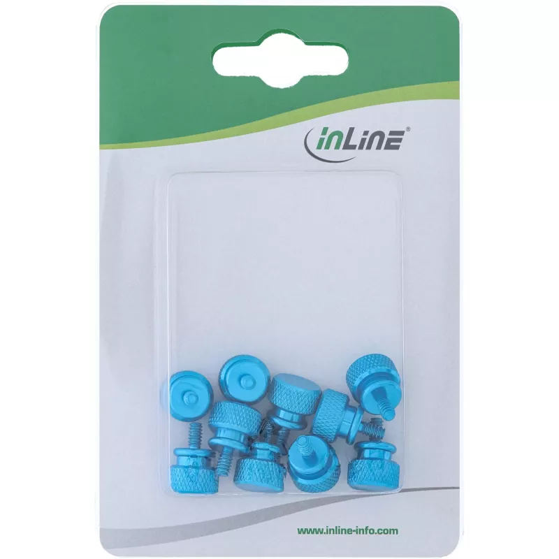 Viti zigrinate per case InLine 77770B blu alluminio confezione da 10 pz.