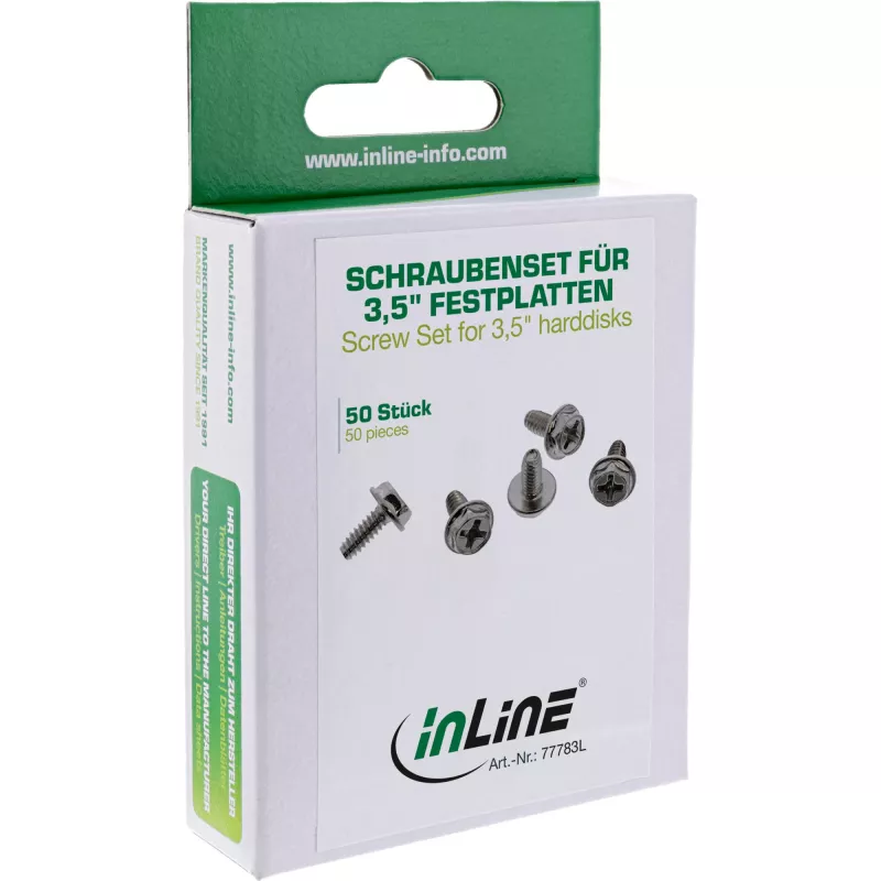 InLine set viti per dischi da 3,5 pollici, versione lunga 8 mm, 50 pz., InLine 77783L