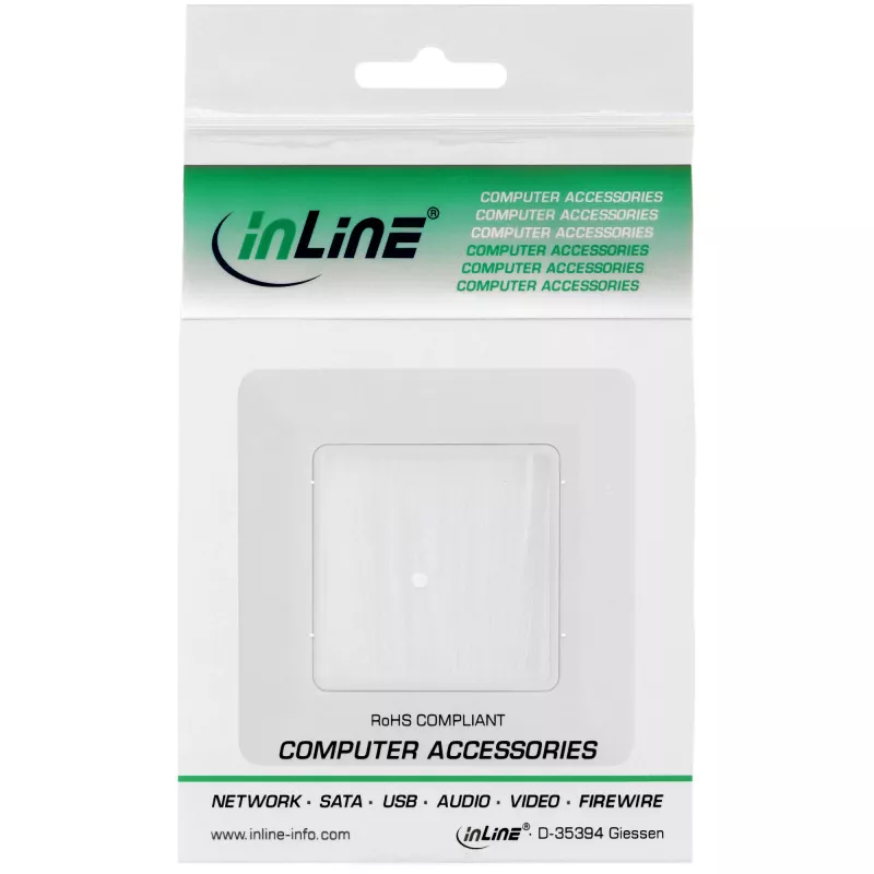 Cornice a parete con passaggio a spazzole InLine 78501 per TV, plastica, bianco RAL9010, 80×80 mm