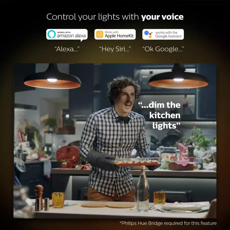 Smart LED Starterkit Philips Hue White and Colour Ambience — 2× E27 11W lampadine, Bluetooth/Zigbee