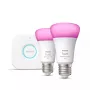 Smart LED Starterkit Philips Hue White and Colour Ambience — 2× E27 11W lampadine, Bluetooth/Zigbee