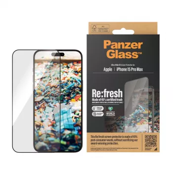 PanzerGlass ® Re:fresh protezione display iPhone 15 Pro Max | Ultra-Wide Fit con EasyAligner