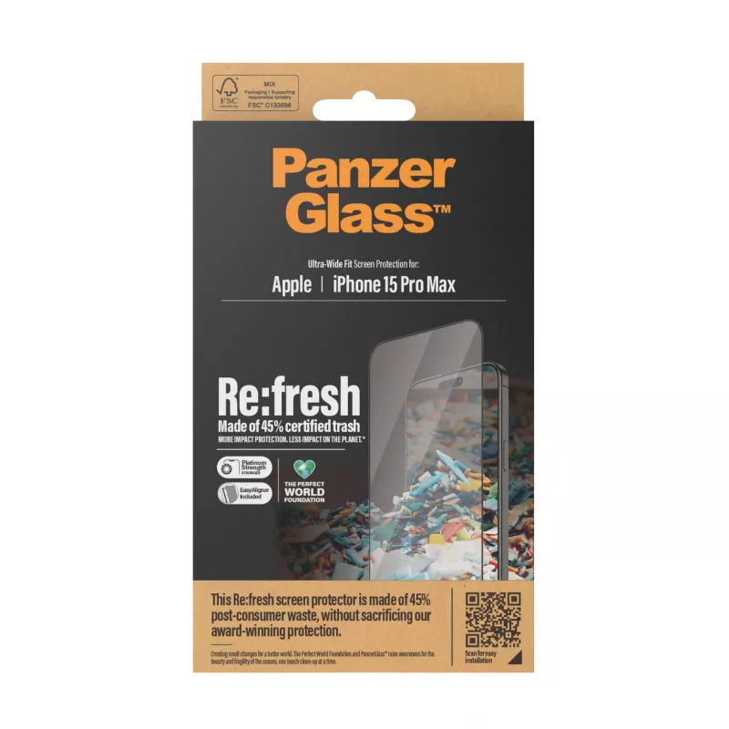 PanzerGlass ® Re:fresh protezione display iPhone 15 Pro Max | Ultra-Wide Fit con EasyAligner