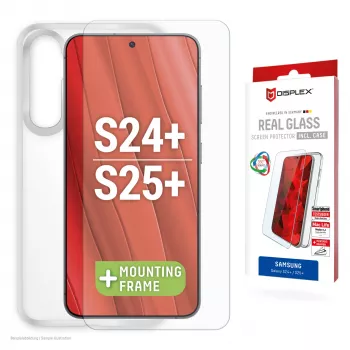 Pellicola protettiva Displex + custodia per Samsung Galaxy S24+/S25+, cornice di montaggio Eco, antigraffio