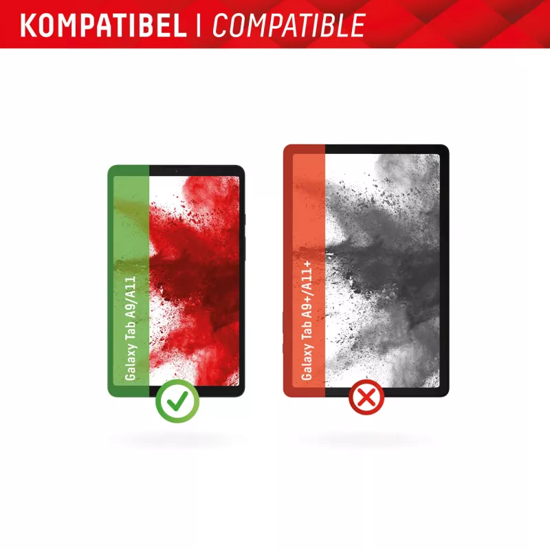 Vetro per tablet Displex (9H) per Samsung Galaxy Tab A11/A9, cornice di montaggio Eco, infrangibile