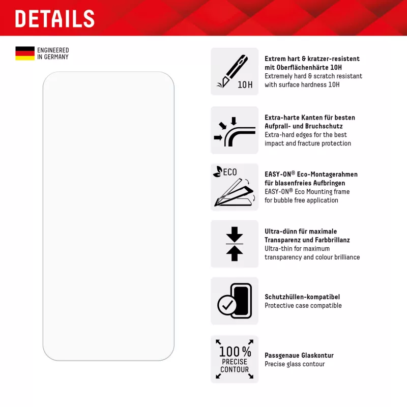 Pellicola protettiva Displex (10H) per Xiaomi 14, cornice di montaggio Eco, antigraffio