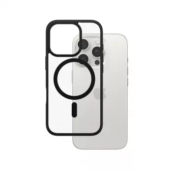 PanzerGlass® HardCase trasparente con MagSafe nero e cornice iPhone 16 Pro