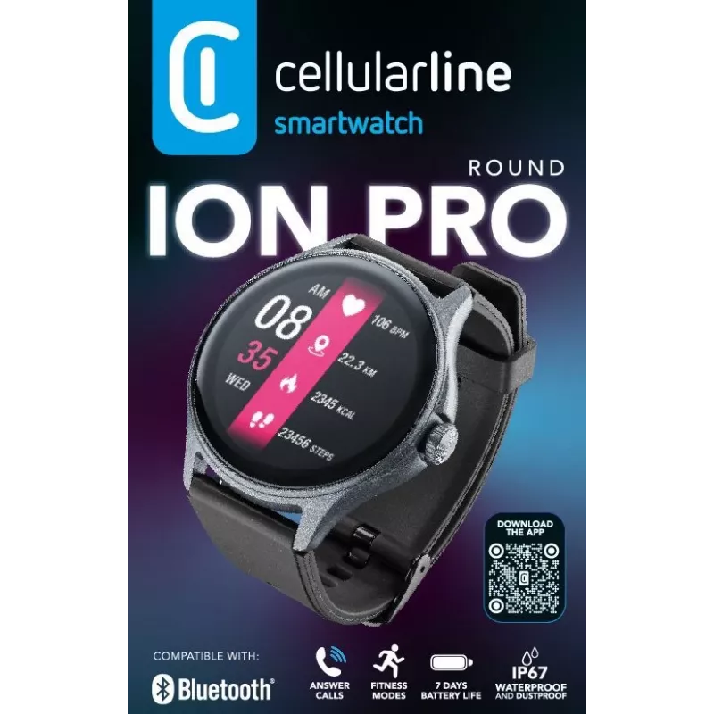 Cellularline ION PRO Round Bluetooth® smartwatch con app, 3,51 cm (1,38