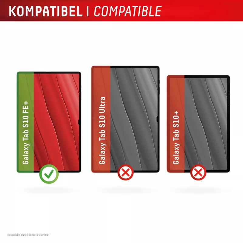 Vetro per tablet Displex (9H) per Samsung Galaxy Tab S10 FE+, cornice di montaggio Eco, infrangibile