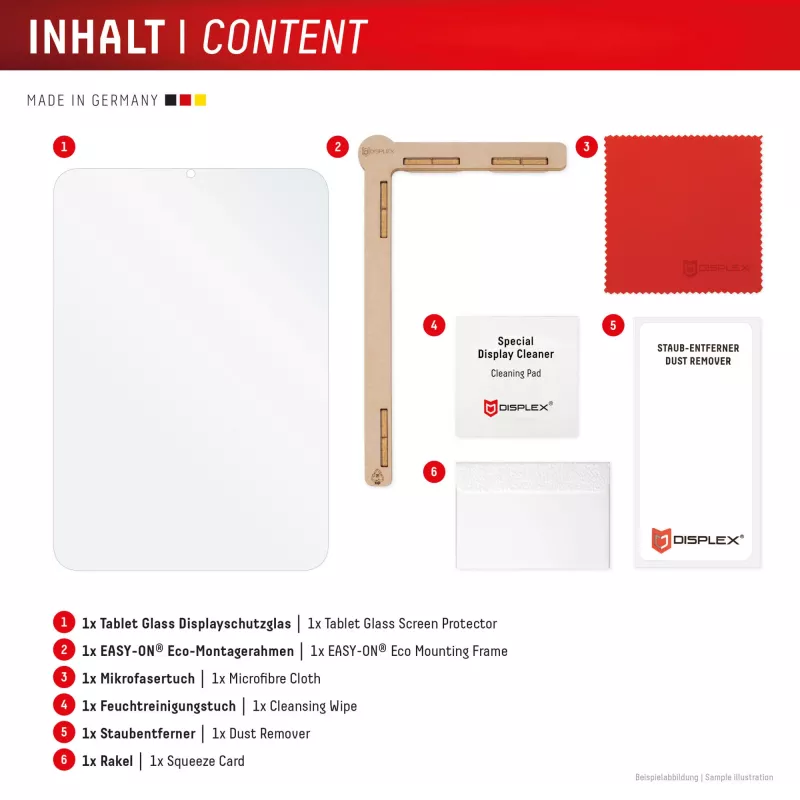 Vetro per tablet Displex (9H) per Samsung Galaxy Tab S10 FE+, cornice di montaggio Eco, infrangibile