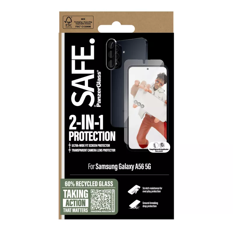 PanzerGlass SAFE. by ® bundle 2-in-1 Samsung Galaxy A56 5G antigraffio e antiurto