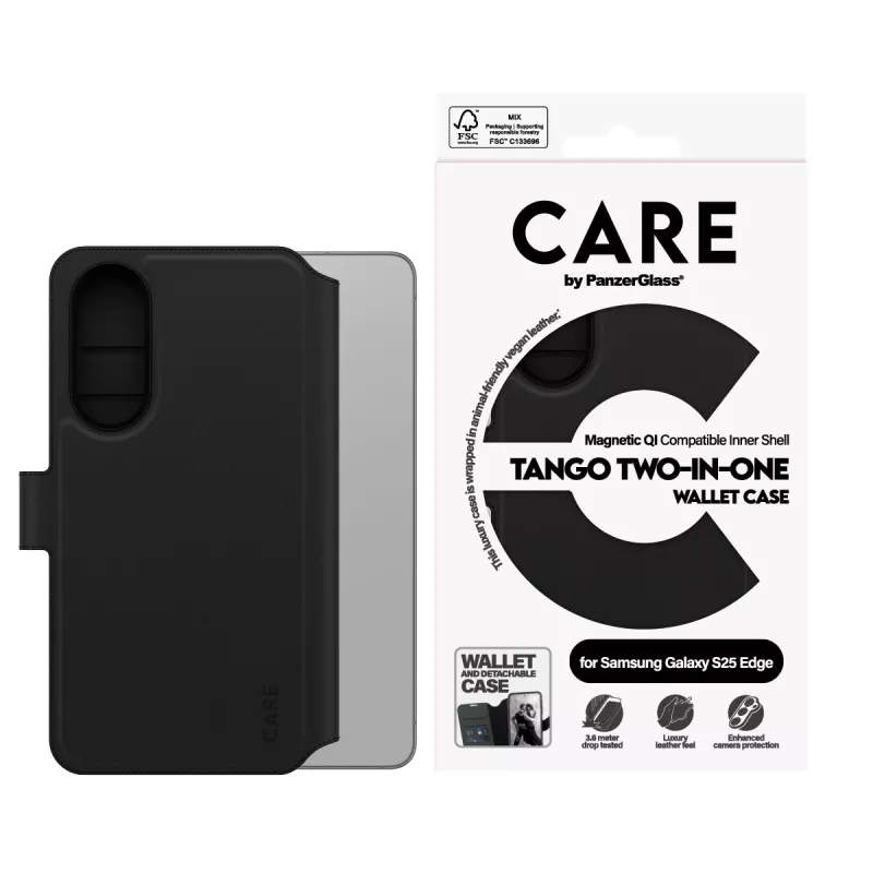 Custodia portafoglio 2-in-1 PanzerGlass CARE™ by ® Tango con compatibilità Qi Samsung S25 Edge