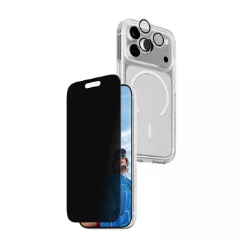 Privacy Case PanzerGlass per iPhone 17 Pro 3-in-1 — serie CARE, protezione privacy, copertura fotocamera integrata