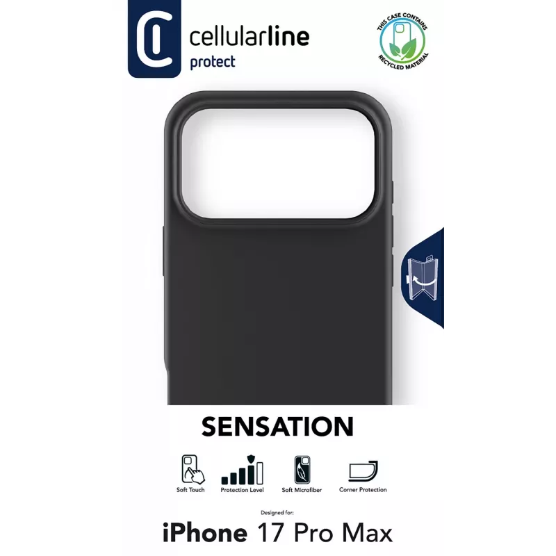 Cellularline Sensation - iPhone 17 Pro Max custodia in silicone ultra morbido con superficie soft-touch, perfetta per proteggere ogni dettaglio del tuo iPhone 17 Pro Max con eleganza e comfort.