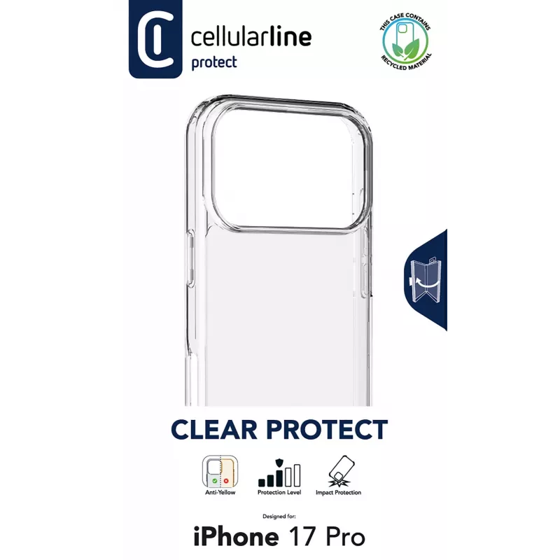 Cellularline Clear Protect - iPhone 17 Pro custodia rigida con bordi in gomma