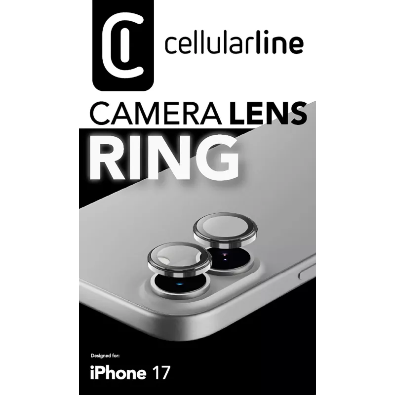Cellularline anello lente fotocamera - iPhone 17 vetro temperato per protezione fotocamera