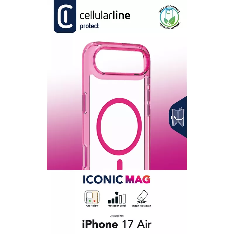 Cellularline Iconic Mag - iPhone Air custodia trasparente con bordi colorati, compatibile con l'ecosistema MagSafe