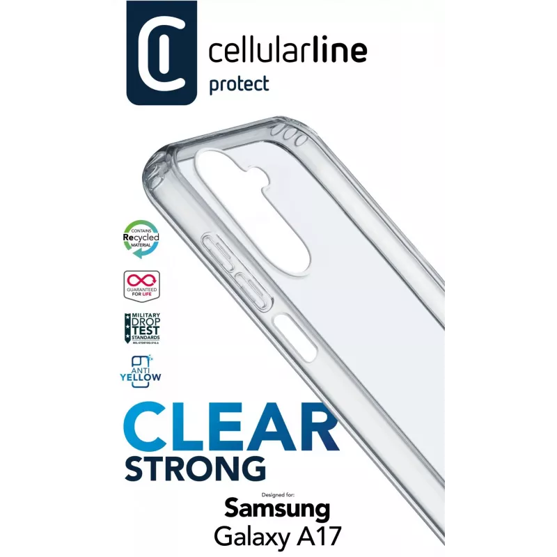 Cellularline Clear Strong – Galaxy A17 custodia rigida con bordi in gomma