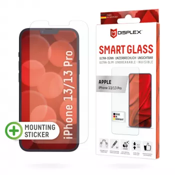 Displex Smart Glass (9H) per Apple iPhone 13/13 Pro, adesivo di montaggio, infrangibile