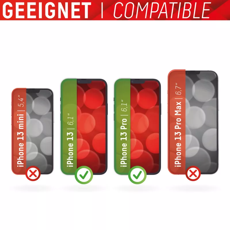 Displex Smart Glass (9H) per Apple iPhone 13/13 Pro, adesivo di montaggio, infrangibile