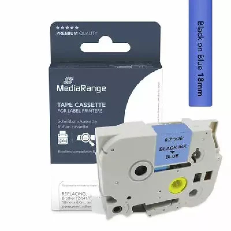 Nastro per stampante MediaRange MRBTZ541 nero 1,8 cm 8 m