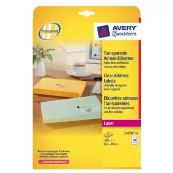 Etichette per stampante No name Avery L4770-25 — poliestere trasparente, laser, 1000 pezzi