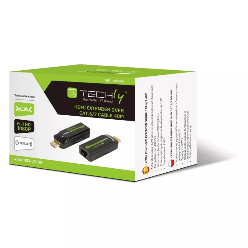 Techly IDATA EXT-E70S AV-extender trasmettitore e ricevitore AV nero