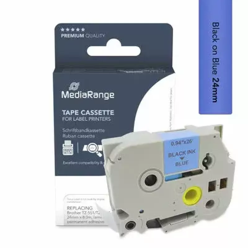 Nastro per stampante MediaRange MRBTZ551 nero 2,4 cm 8 m