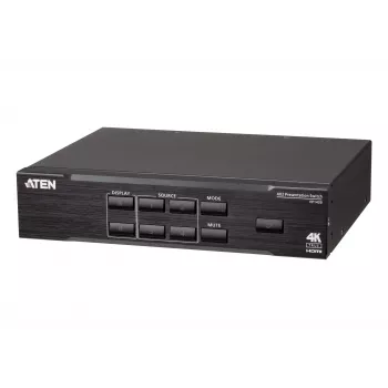 ATEN switch matrice per presentazioni True 4K 4 x 2, switch matrice per presentazioni multimediali, 4096 x 2160 pixel, 4096 x 2160, 3840 x 2160, nero, metallo, pulsanti