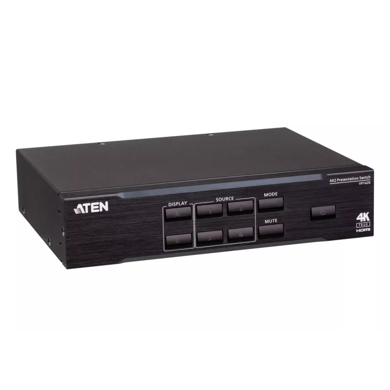 ATEN VP1420 4 x 2 True 4K commutatore a matrice per presentazioni, video/audio, da scrivania