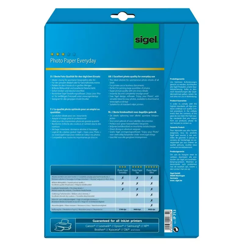 Carta per stampanti A4 Sigel IP713 Gloss 20 fogli bianco