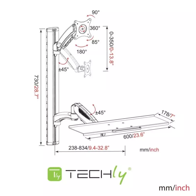 Techly ICA-PLW 02 supporto monitor / base 68,6 cm (27