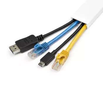 StarTech.com Canalina solida per cavi con nastro adesivo e coperchio, 32 mm L x 11 mm A – 1 m di lunghezza, PVC nascondi cavi di rete/alimentazione/canalina a parete, Max. 12 cavi, UL