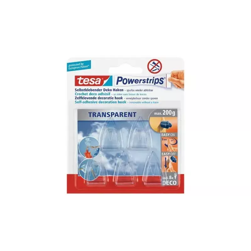 Gancio universale TESA Powerstrips Indoor Trasparente 5 pz.