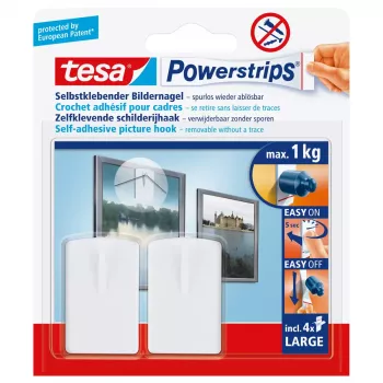 Gancio da parete per riporre Tesa 58031-00020 plastica bianca, carico massimo 1 kg, confezione da 2