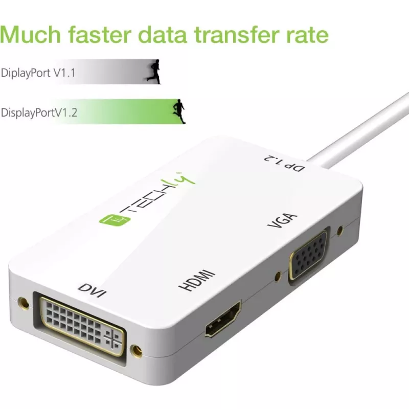 Techly adattatore 3 in 1 Mini DisplayPort (Thunderbolt) a HDMI / DVI / VGA IADAP MDP-COMBOF12