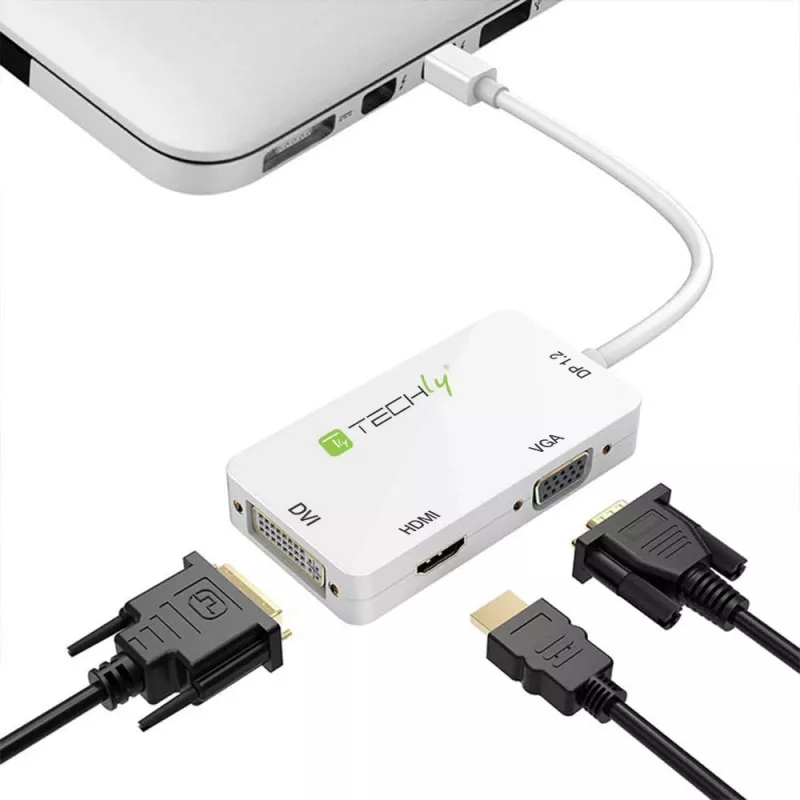 Techly adattatore 3 in 1 Mini DisplayPort (Thunderbolt) a HDMI / DVI / VGA IADAP MDP-COMBOF12