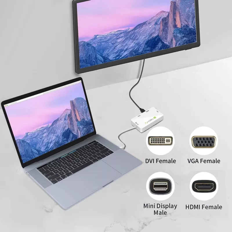Techly adattatore 3 in 1 Mini DisplayPort (Thunderbolt) a HDMI / DVI / VGA IADAP MDP-COMBOF12