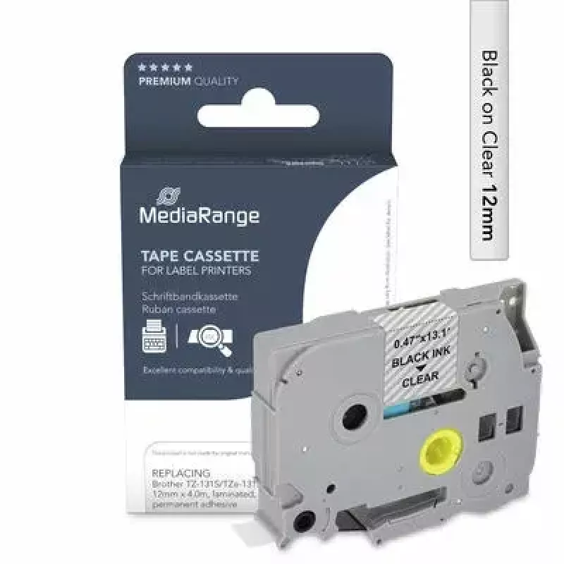 Nastro per stampante MediaRange MRBTZ131S nero 1,2 cm 4 m