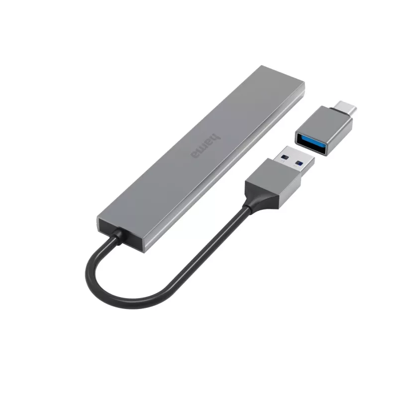 Hama 00200141 hub di interfaccia USB 3.2 Gen 1 (3.1 Gen 1) Type-A 5000 Mbit/s grigio