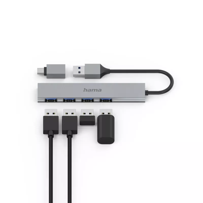 Hama 00200141 hub di interfaccia USB 3.2 Gen 1 (3.1 Gen 1) Type-A 5000 Mbit/s grigio